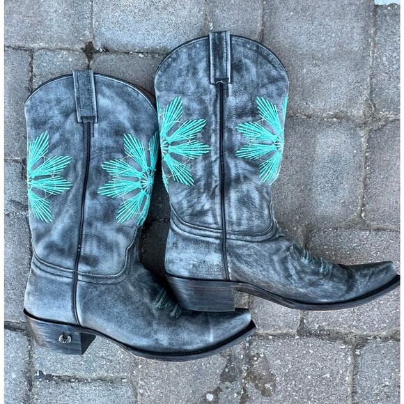 Eight Second Angel Cheyenne aged gray leather cowboy western boots size 9.5 - Picture 7 of 9